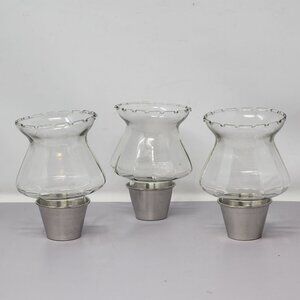 Set‎ Of 3 Clear Homco Glass Hurricane Votive Candle Holders